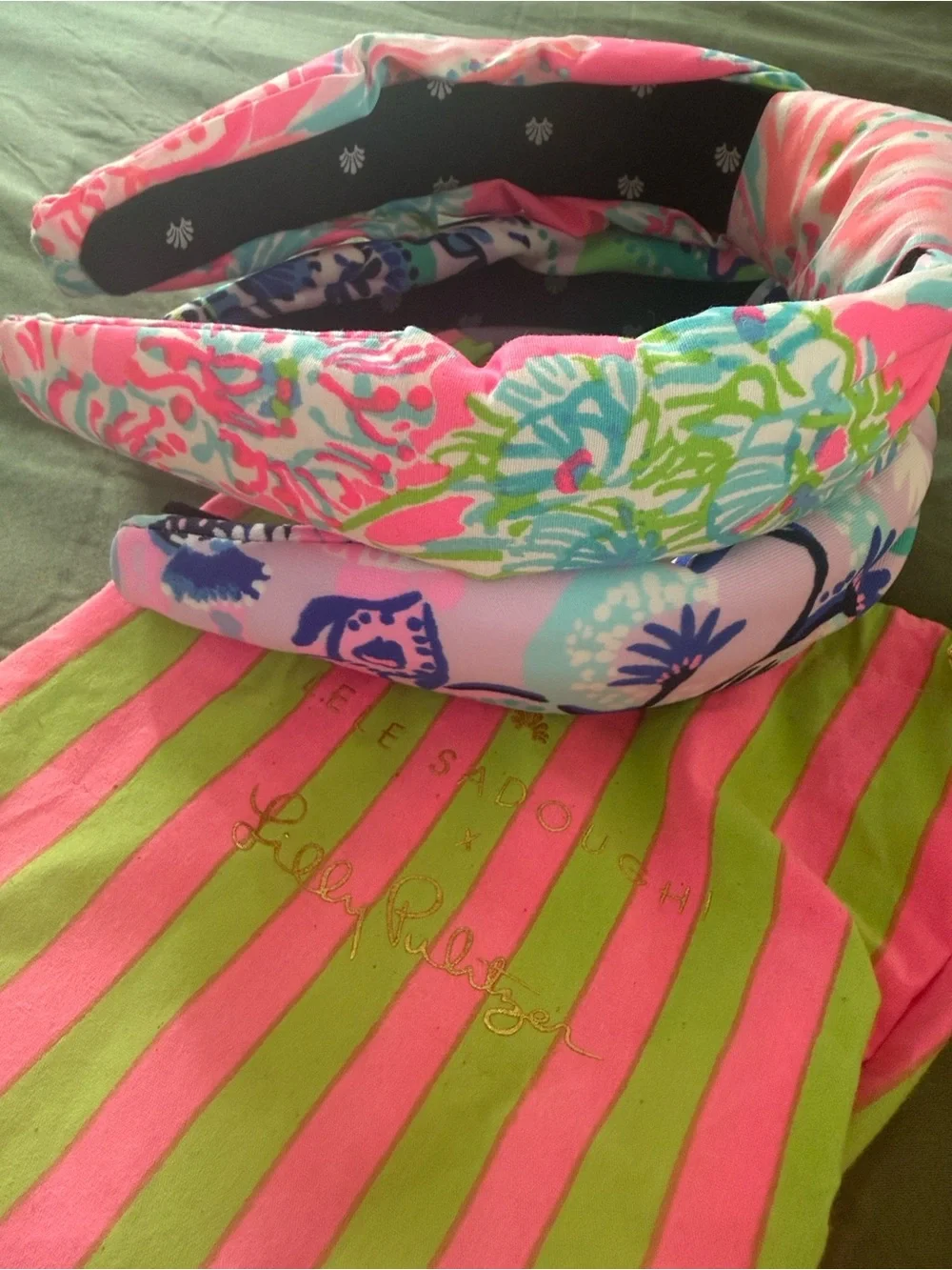 Lele Sadoughi x Lilly Pulitzer Pink & Aqua Knot Headband Set